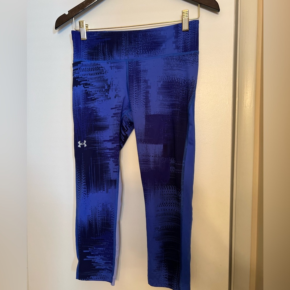 Under Armour Womens 7/8 Leggings Sz Medium Blue Tie Dye Ombre